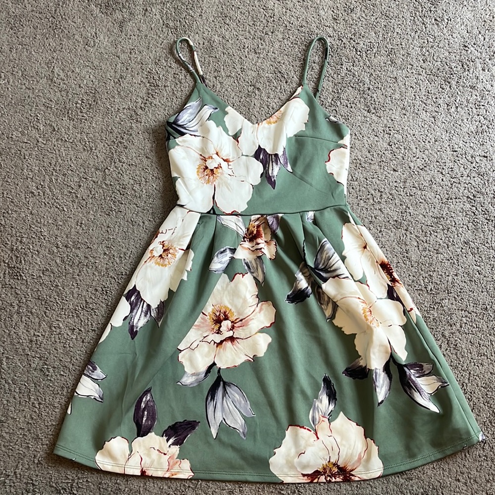 Green floral dress